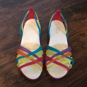 Crocs rainbow flats